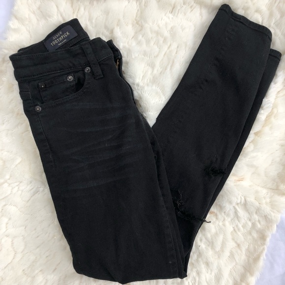 J. Crew Denim - JCREW BLACK TOOTHPICK DISTRESSED HIGH WAISTED JEAN